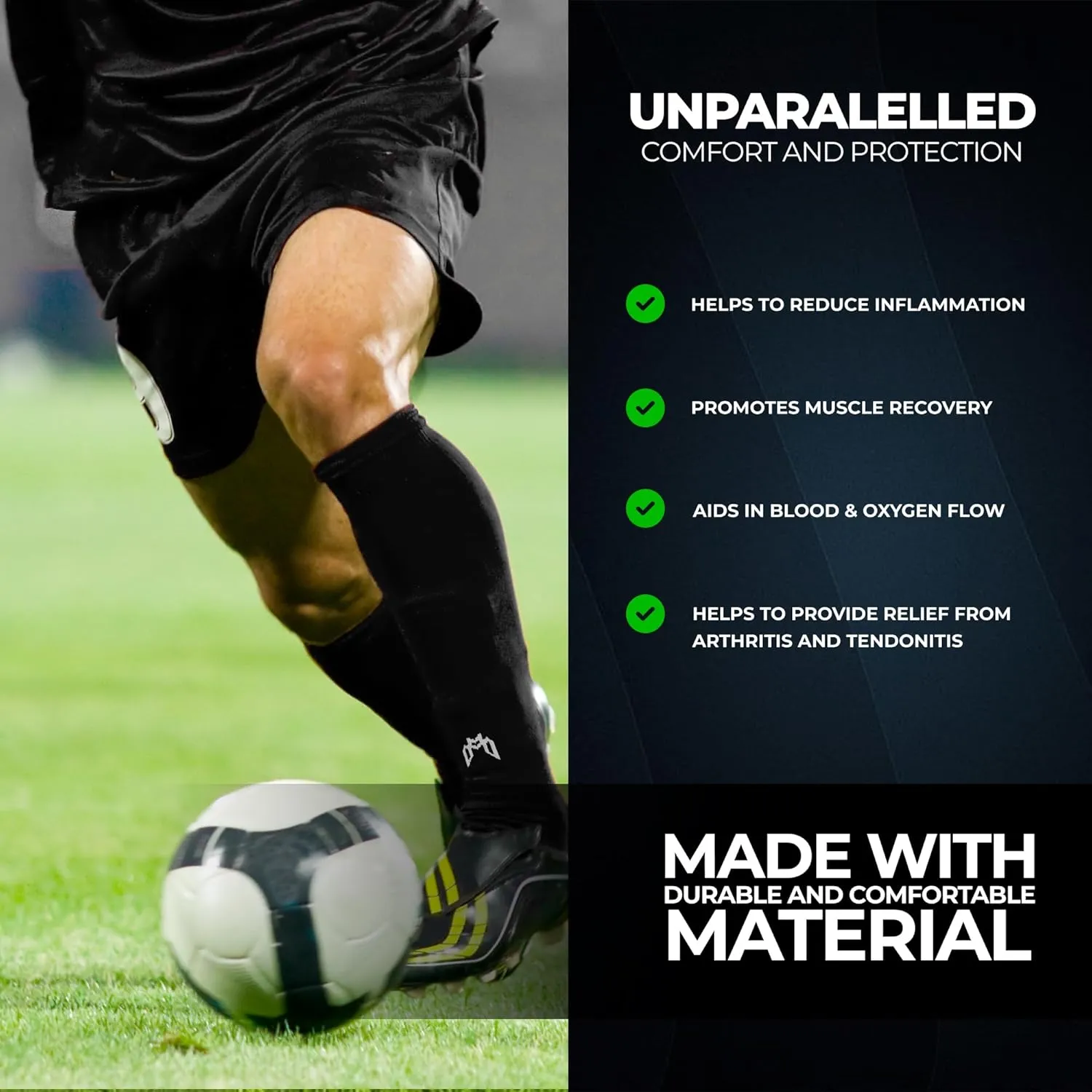 Pre Cut Soccer Sock Sleeves, Companion for Soccer Grip Socks, Securely Holds Shin Guards, Compression Leg Warmer