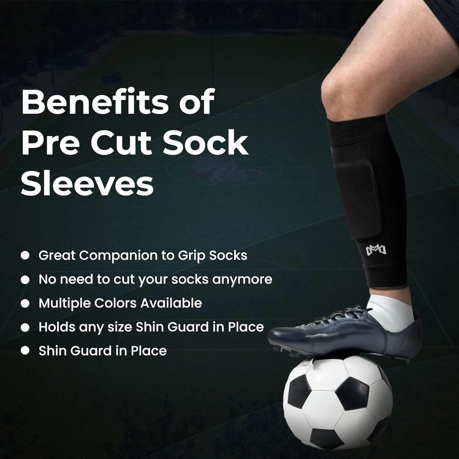 Pre Cut Soccer Sock Sleeves, Companion for Soccer Grip Socks, Securely Holds Shin Guards, Compression Leg Warmer