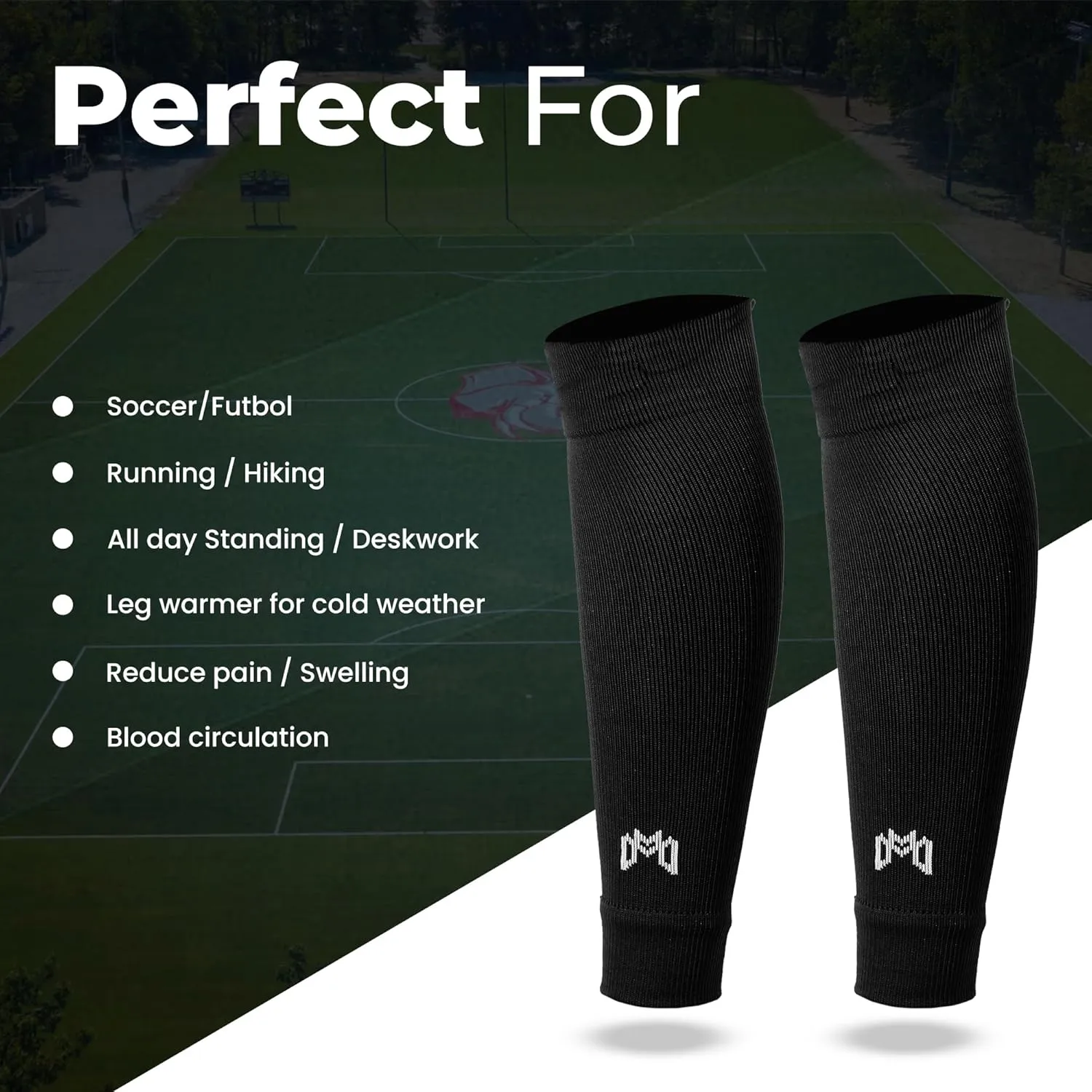 Pre Cut Soccer Sock Sleeves, Companion for Soccer Grip Socks, Securely Holds Shin Guards, Compression Leg Warmer