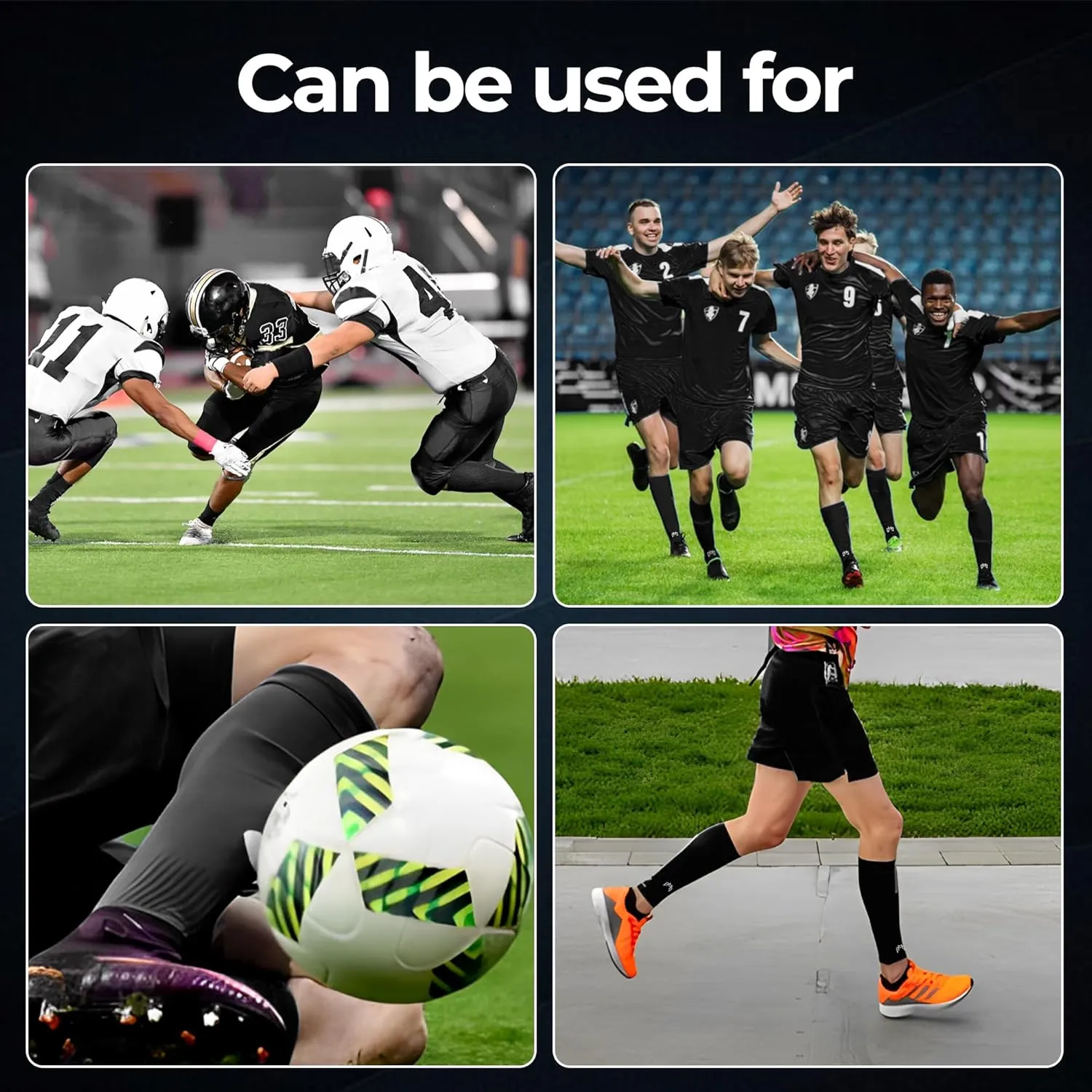 Pre Cut Soccer Sock Sleeves, Companion for Soccer Grip Socks, Securely Holds Shin Guards, Compression Leg Warmer
