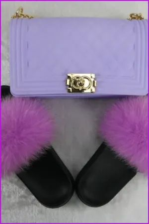 Ready Stock Baby Purple Slides & Bag Set F735