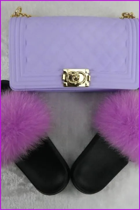 Ready Stock Baby Purple Slides & Bag Set F735