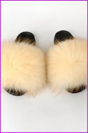 Super Fluffy Real Raccoon Fur Slides F2520