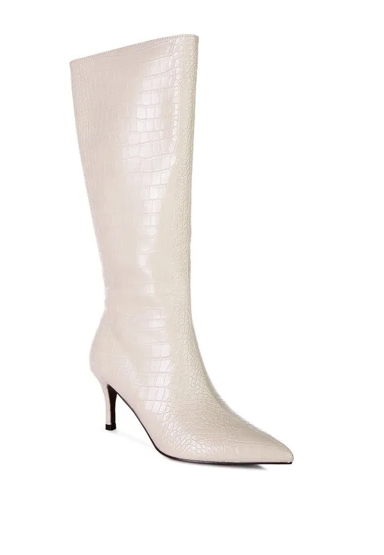 Uptown Pointed Mid Heel Calf Boots