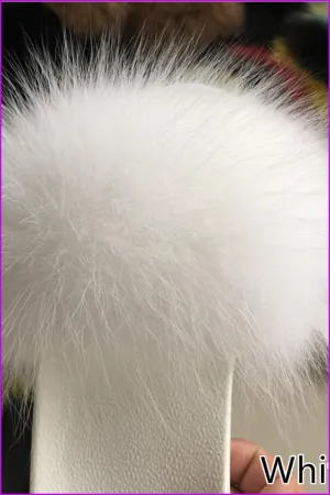 White Fox Full-Pelt Fur Sliders DF003