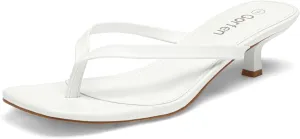 Women's Kitten Heel Sandals Square Toe Slip-On Flip Flop Heels Thong Sandals for Summer 2 Inch Heeled Sandals