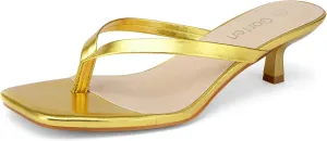 Women's Kitten Heel Sandals Square Toe Slip-On Flip Flop Heels Thong Sandals for Summer 2 Inch Heeled Sandals